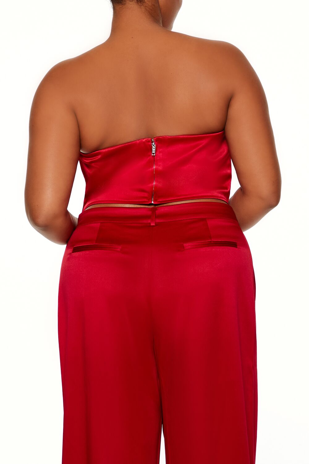  Forever 21 Plus Size Sweetheart Bustier Tube Top - dark red - Bonton