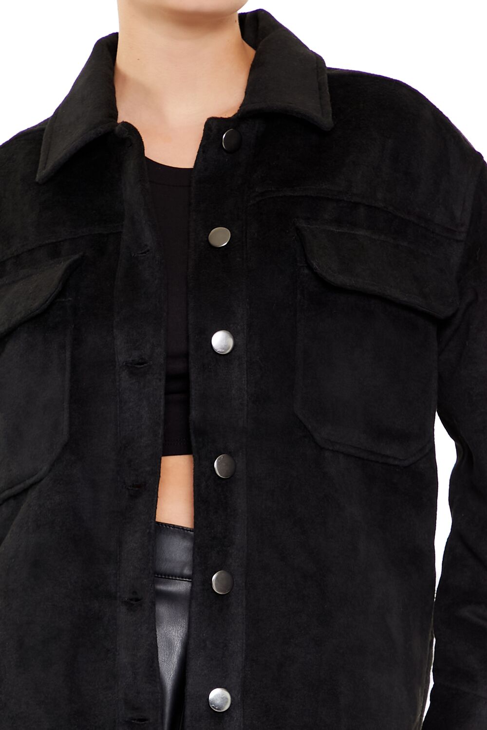  Forever 21 Plus Size Faux Suede Shacket - black-swatch - Bonton