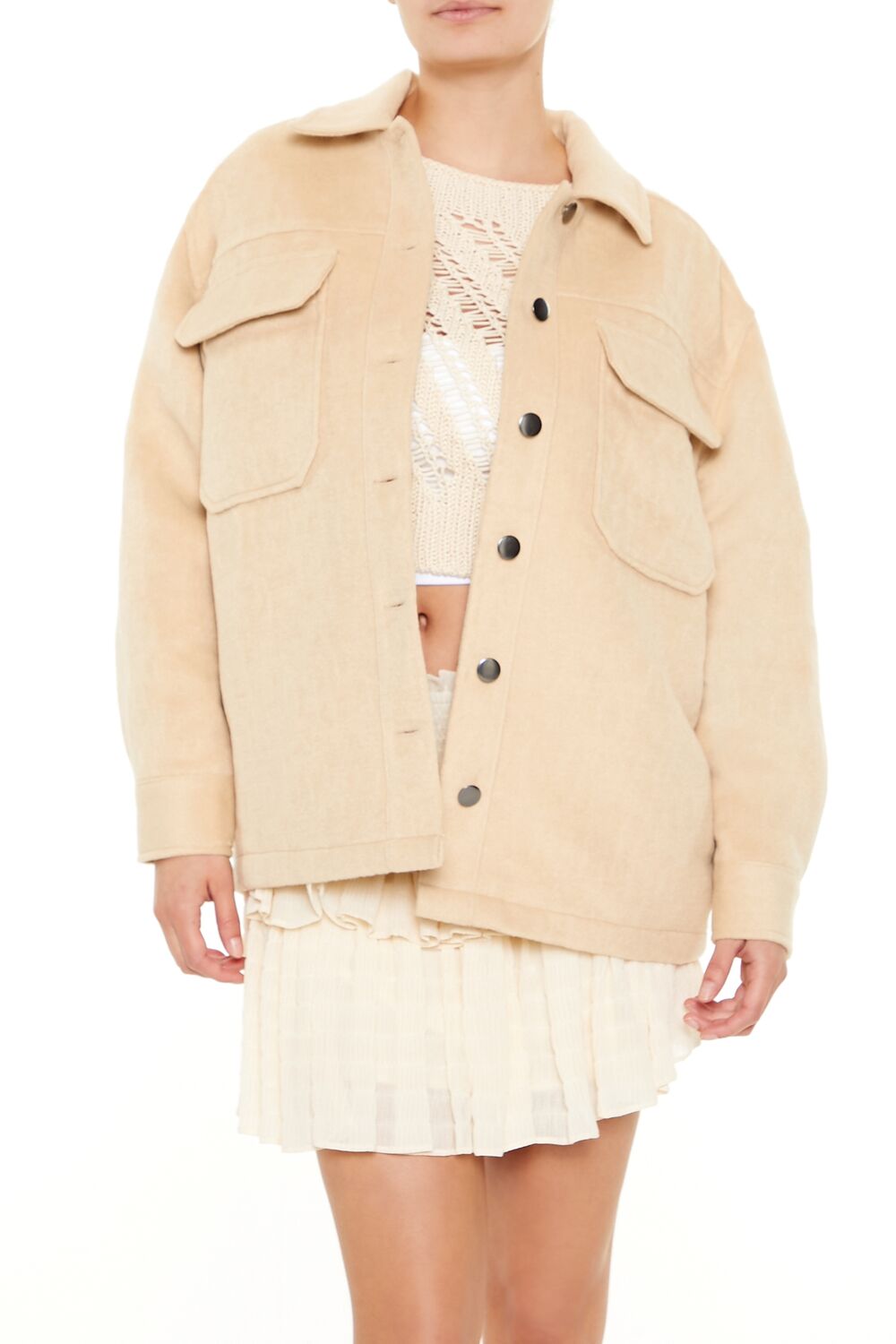  Forever 21 Plus Size Faux Suede Shacket - black-swatch - Bonton