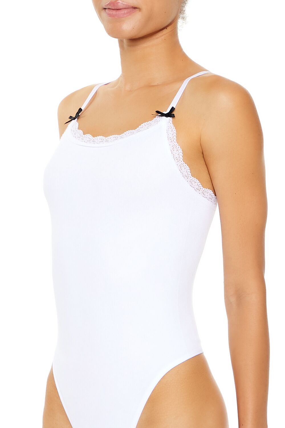  Forever 21 Seamless Bow Lingerie Bodysuit - white-black - Bonton