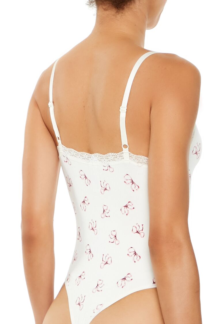  Forever 21 Seamless Bow Lingerie Bodysuit - white-high-risk-red - Bonton
