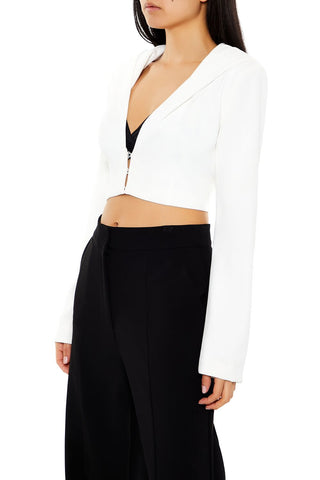 Plunging Hooded Cropped Blazer
