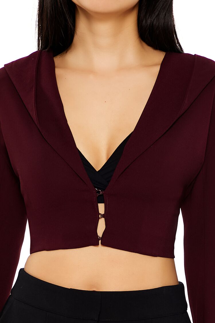  Forever 21 Plunging Hooded Cropped Blazer - white - Bonton