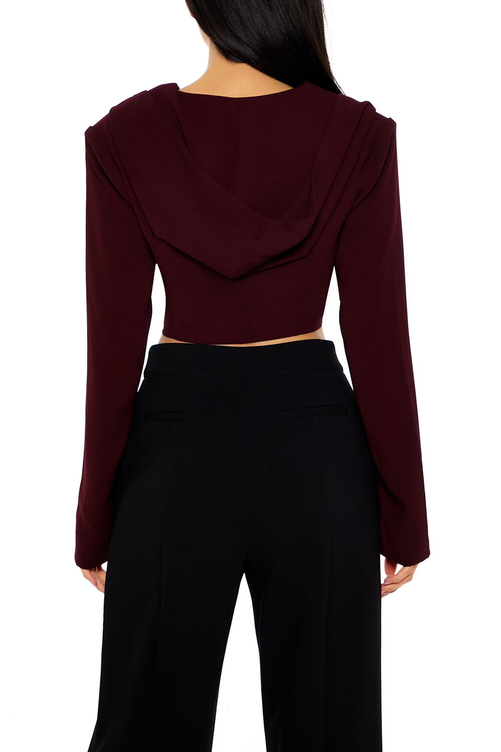  Forever 21 Plunging Hooded Cropped Blazer - white - Bonton