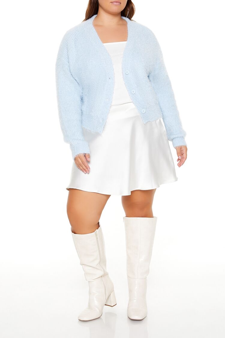  Forever 21 Plus Size Fuzzy Cardigan Sweater - white - Bonton