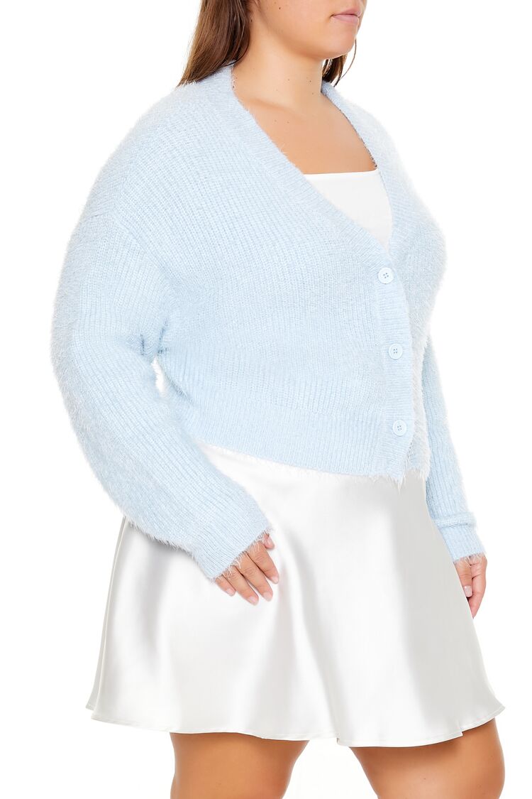  Forever 21 Plus Size Fuzzy Cardigan Sweater - white - Bonton