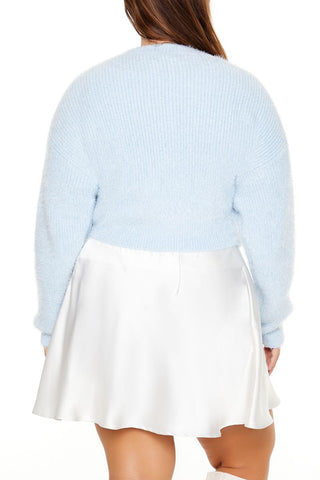 Plus Size Fuzzy Cardigan Sweater