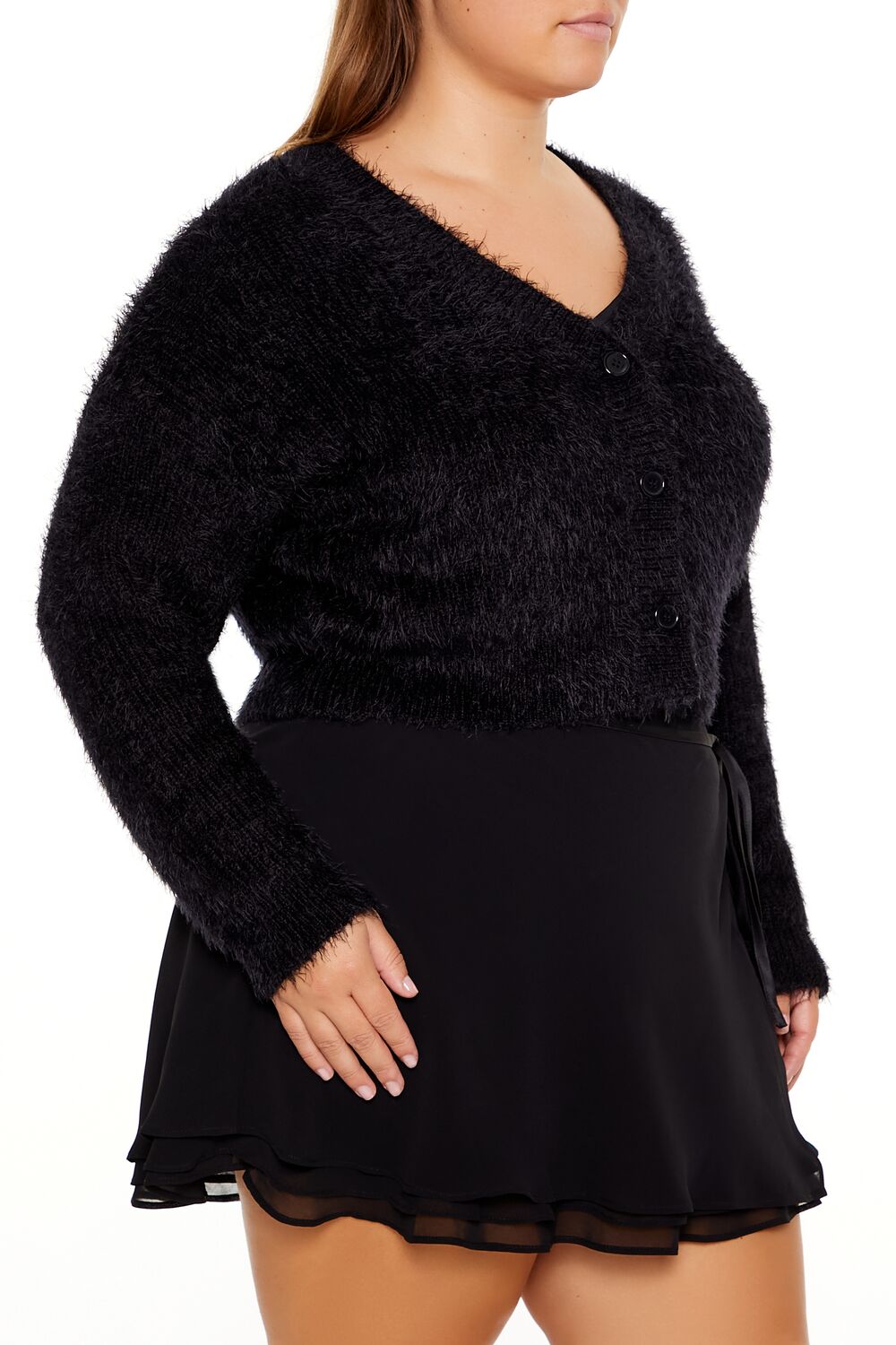  Forever 21 Plus Size Fuzzy Cardigan Sweater - white - Bonton