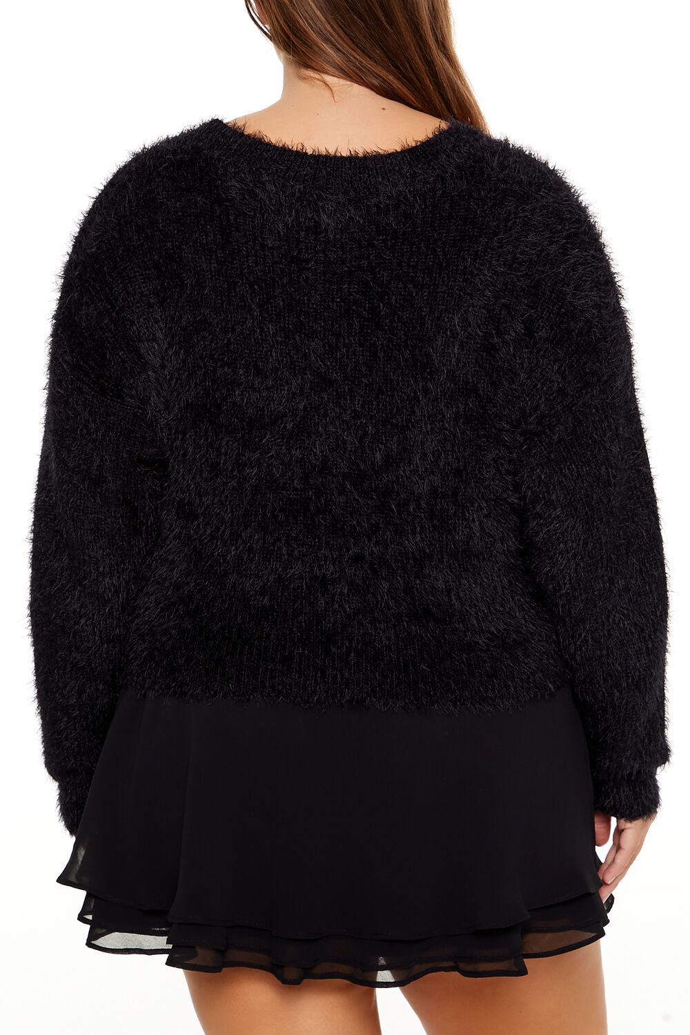  Forever 21 Plus Size Fuzzy Cardigan Sweater - white - Bonton
