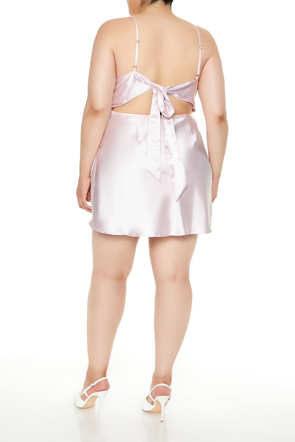  Forever 21 Plus Size Satin Bow Mini Slip Dress - pink - Bonton