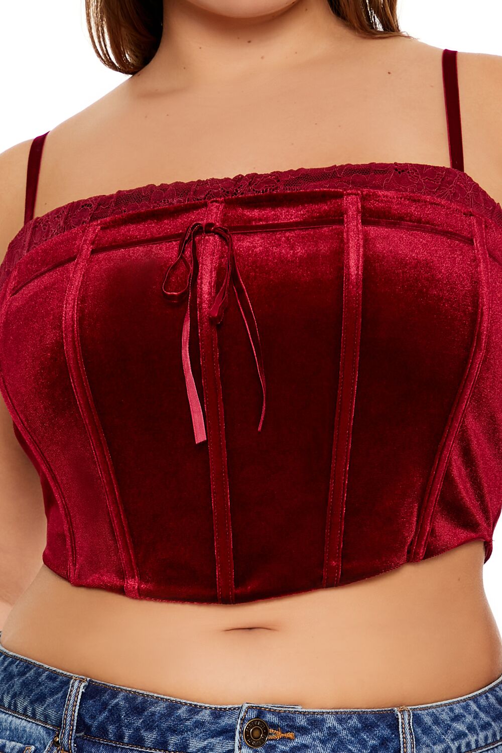  Forever 21 Plus Size Velvet Cropped Cami - merlot - Bonton