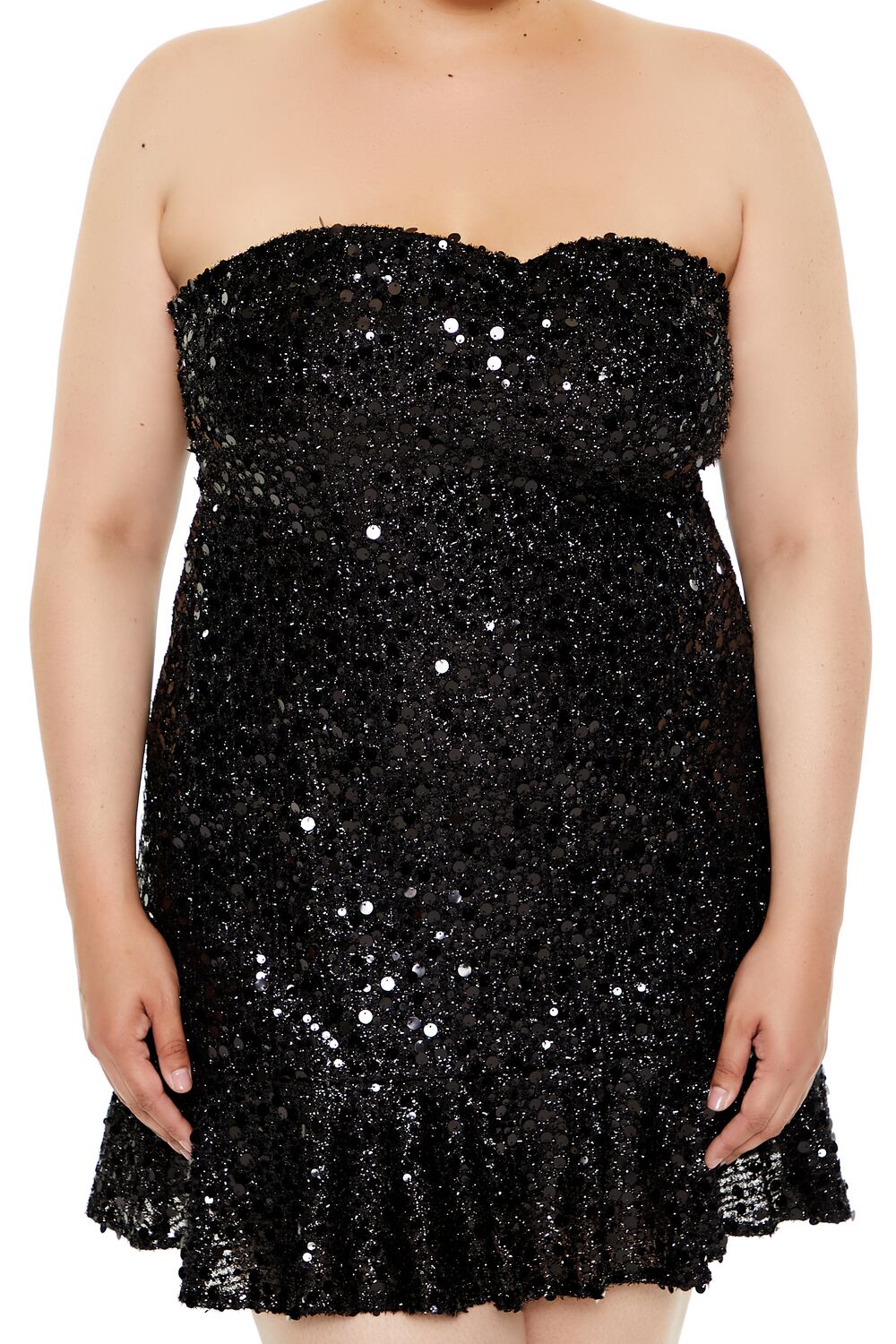  Forever 21 Plus Size Sequin Sweetheart Mini Dress - silver - Bonton