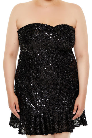 Plus Size Sequin Sweetheart Mini Dress