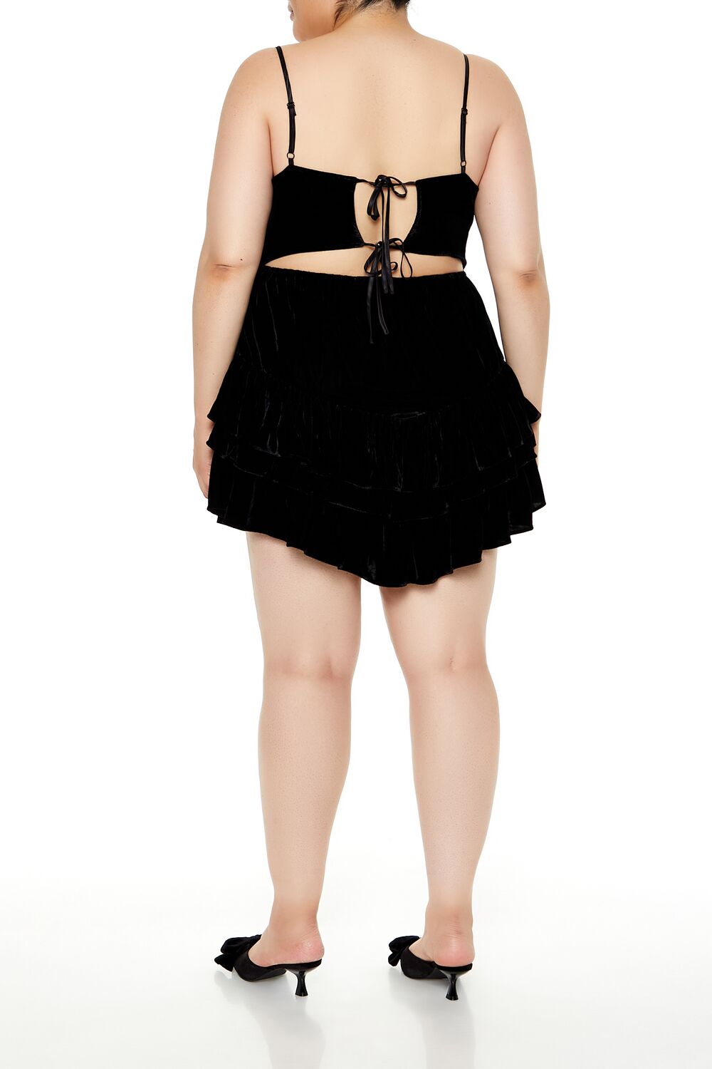  Forever 21 Plus Size Tiered Velvet Mini Dress - azalea - Bonton