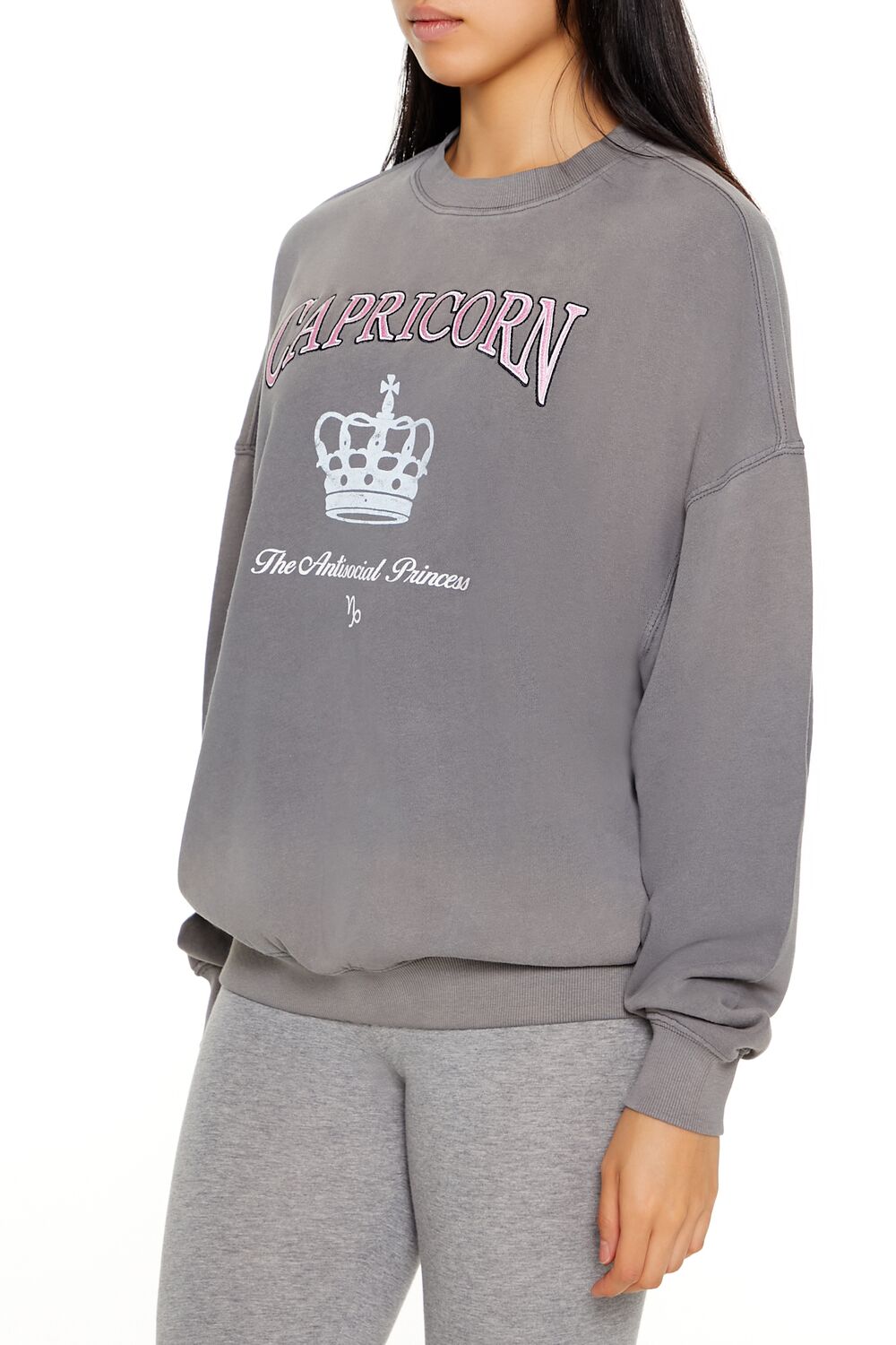  Forever 21 Capricorn Antisocial Princess Pullover - dark grey multi - Bonton