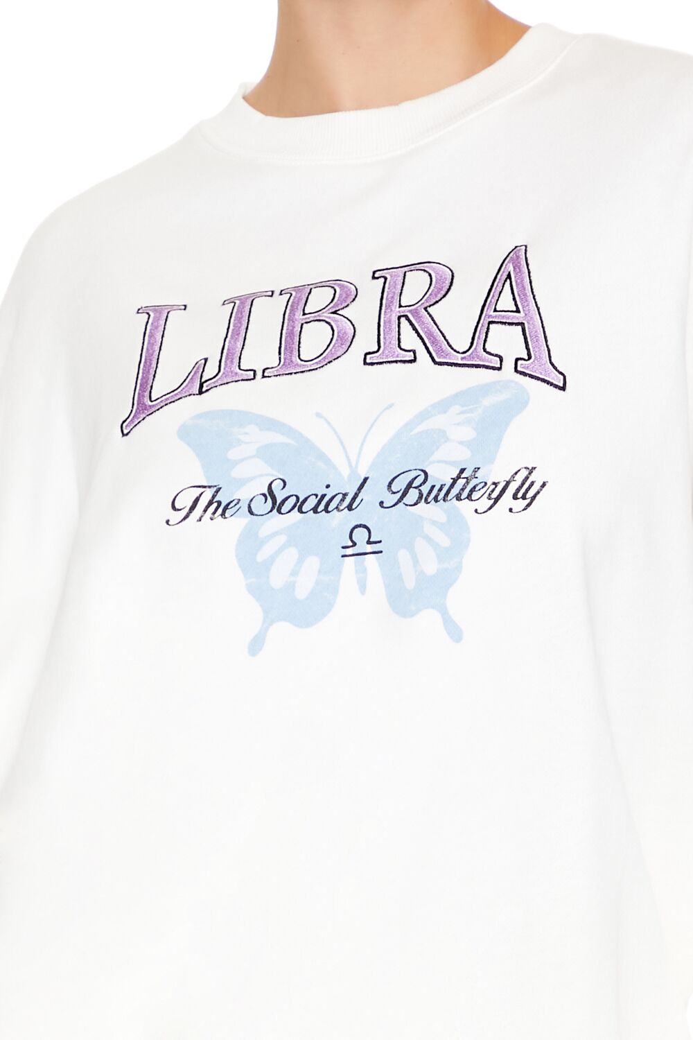  Forever 21 Libra The Social Butterfly Pullover - white multi - Bonton