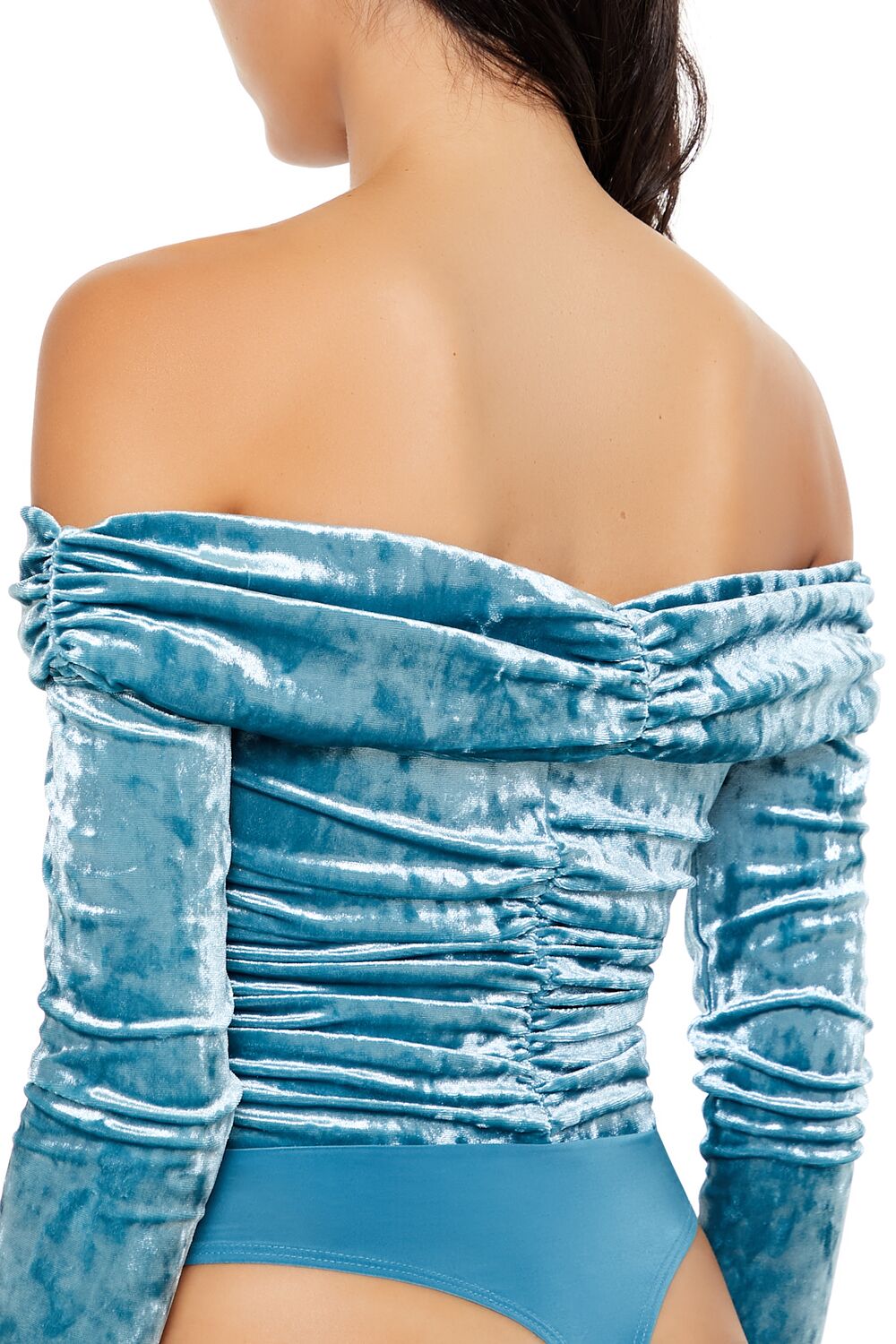  Forever 21 Velvet Off-the-Shoulder Bodysuit - black - Bonton