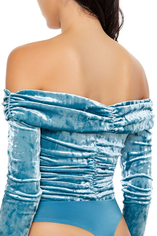 Velvet Off-the-Shoulder Bodysuit