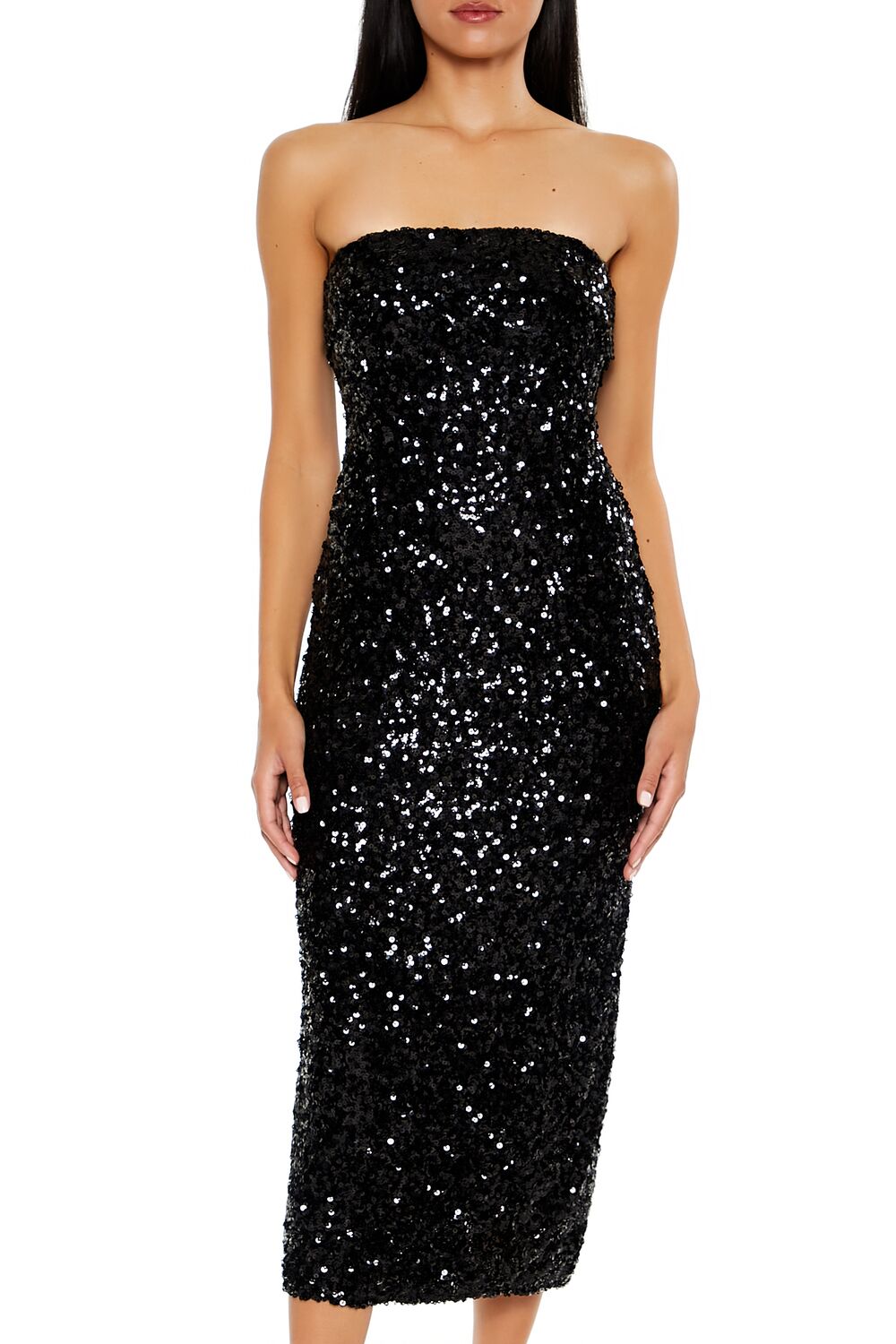  Forever 21 Sequin Bodycon Tube Dress - black-swatch - Bonton