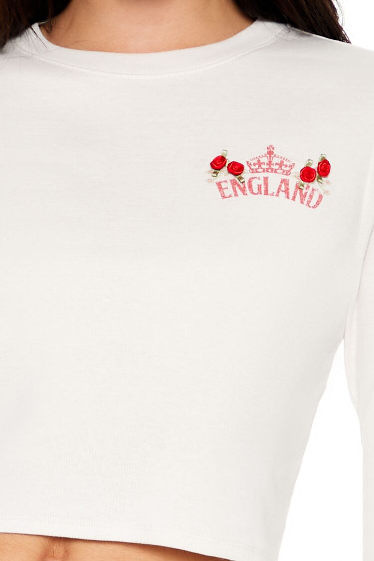  Forever 21 England Rosette Cropped Tee - taupe multi - Bonton