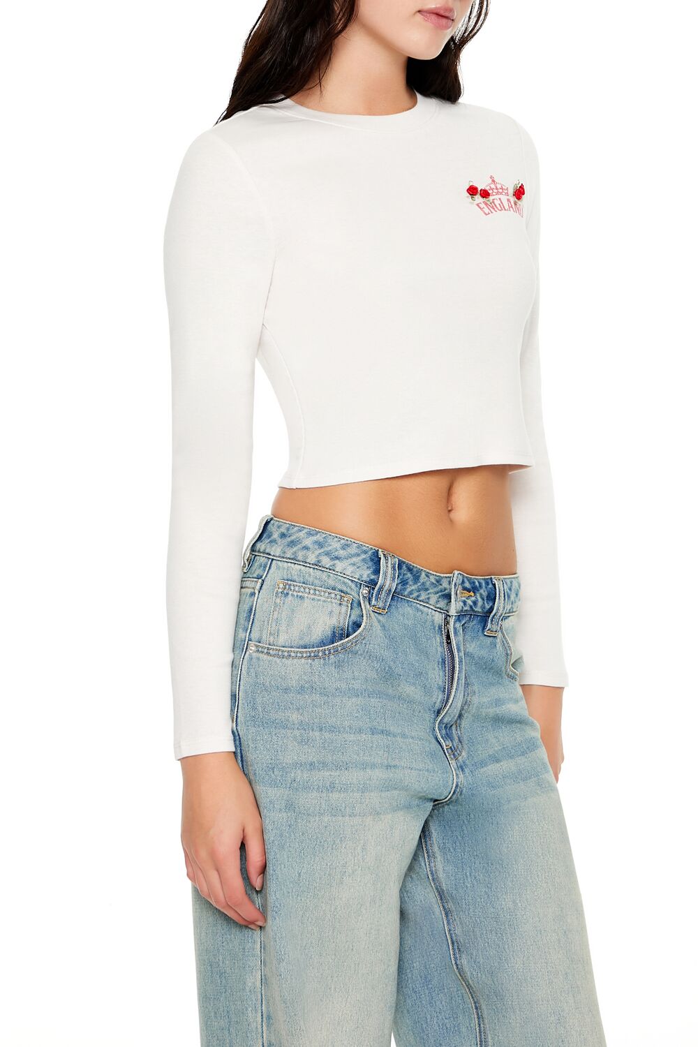  Forever 21 England Rosette Cropped Tee - taupe multi - Bonton