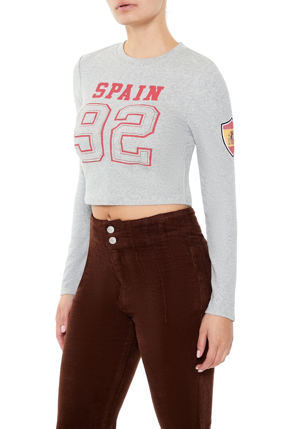  Forever 21 Spain 92 Graphic Cropped Tee - grey multi - Bonton
