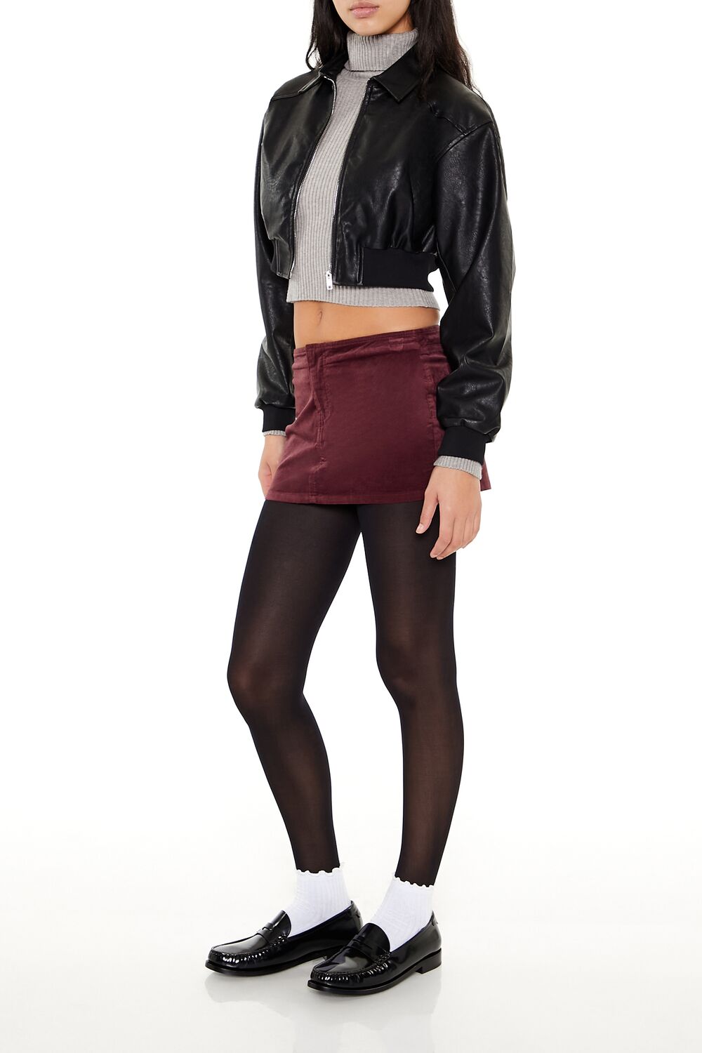  Forever 21 Velvet Mini Skirt - olivine - Bonton