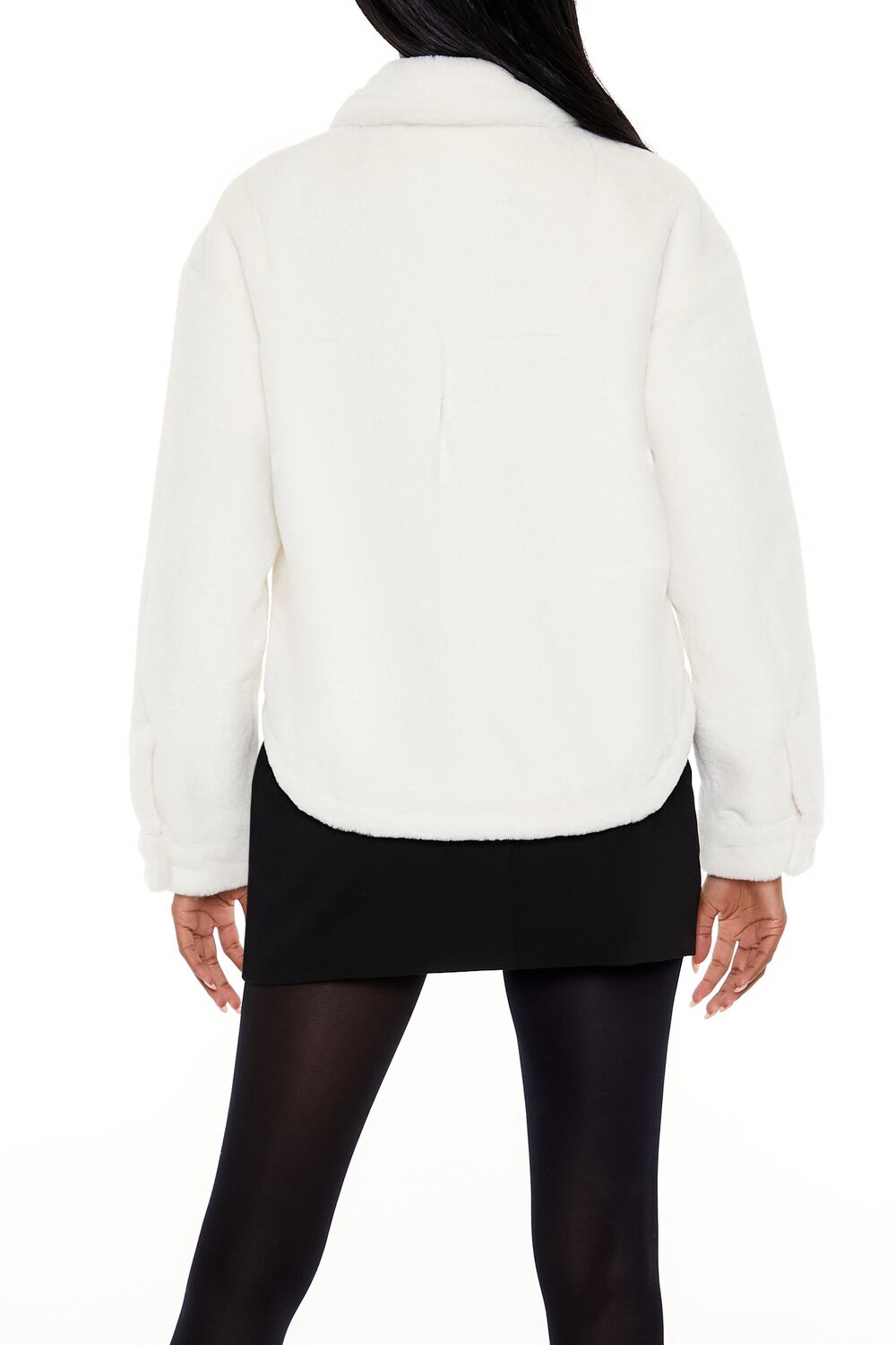  Forever 21 Faux Fur Cropped Shacket - egret-swatch - Bonton