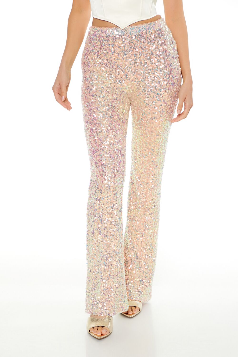  Forever 21 Sequin Mid-Rise Flare Pants - red - Bonton