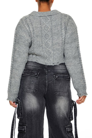 Plus Size Cable Knit Cropped Sweater