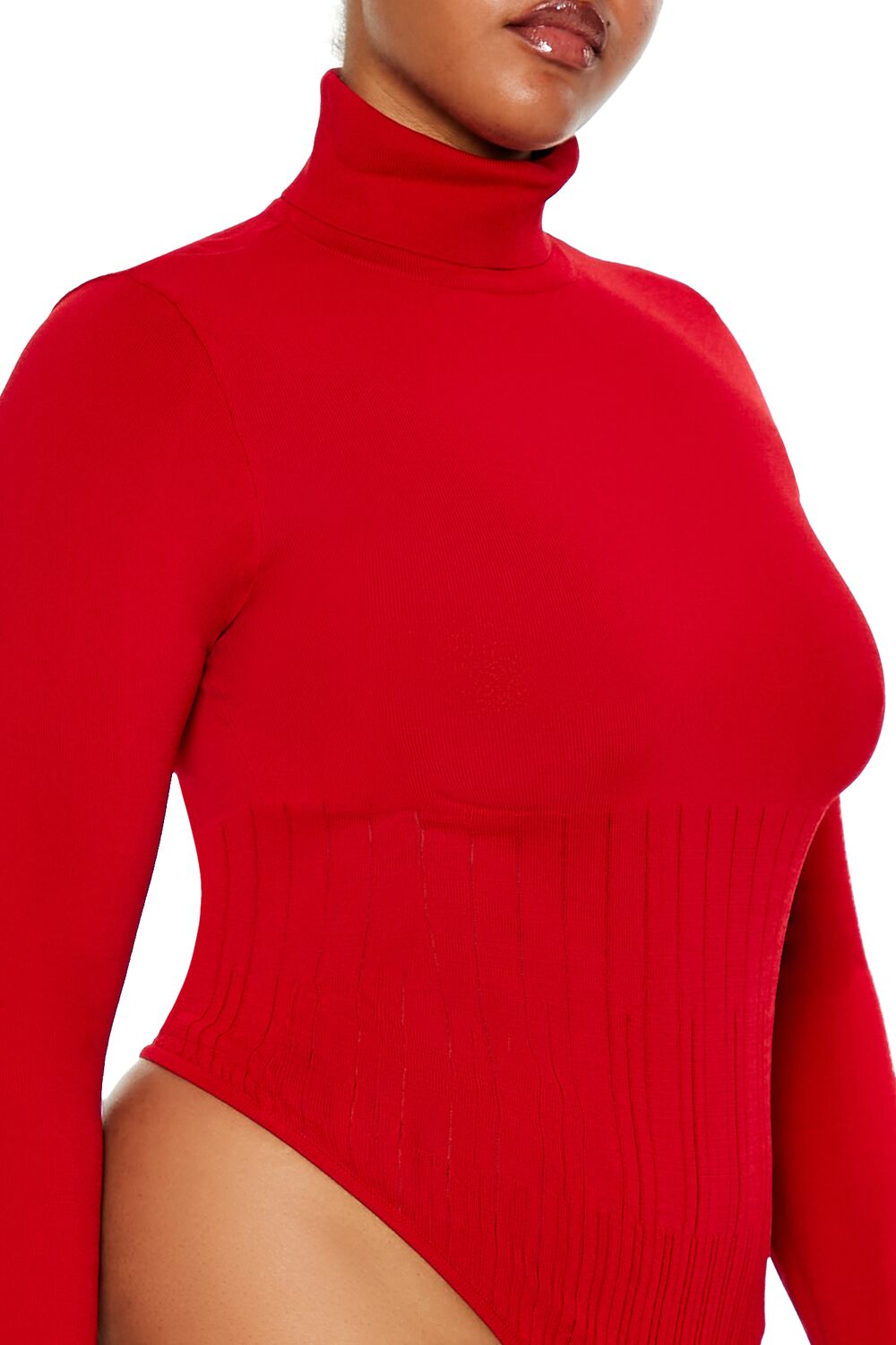  Forever 21 Plus Size Sweater-Knit Bodysuit - dark red - Bonton