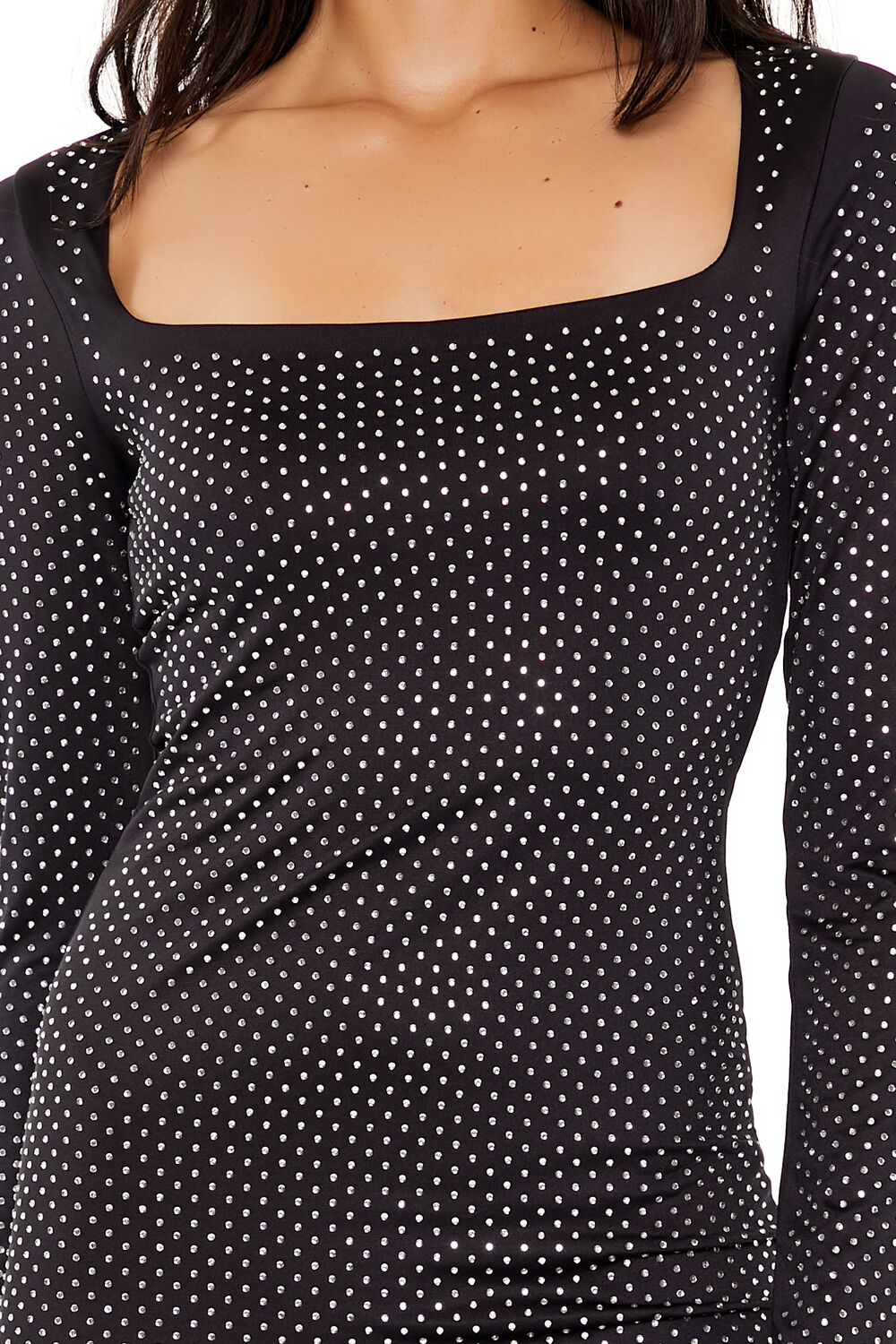  Forever 21 Contour Sculpt Rhinestone Mini Dress - black-swatch - Bonton