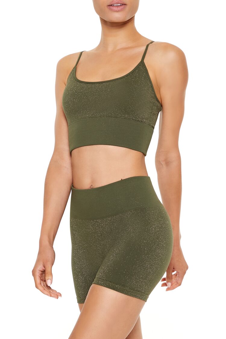  Forever 21 Active Seamless Glitter Sports Bra - olive - Bonton