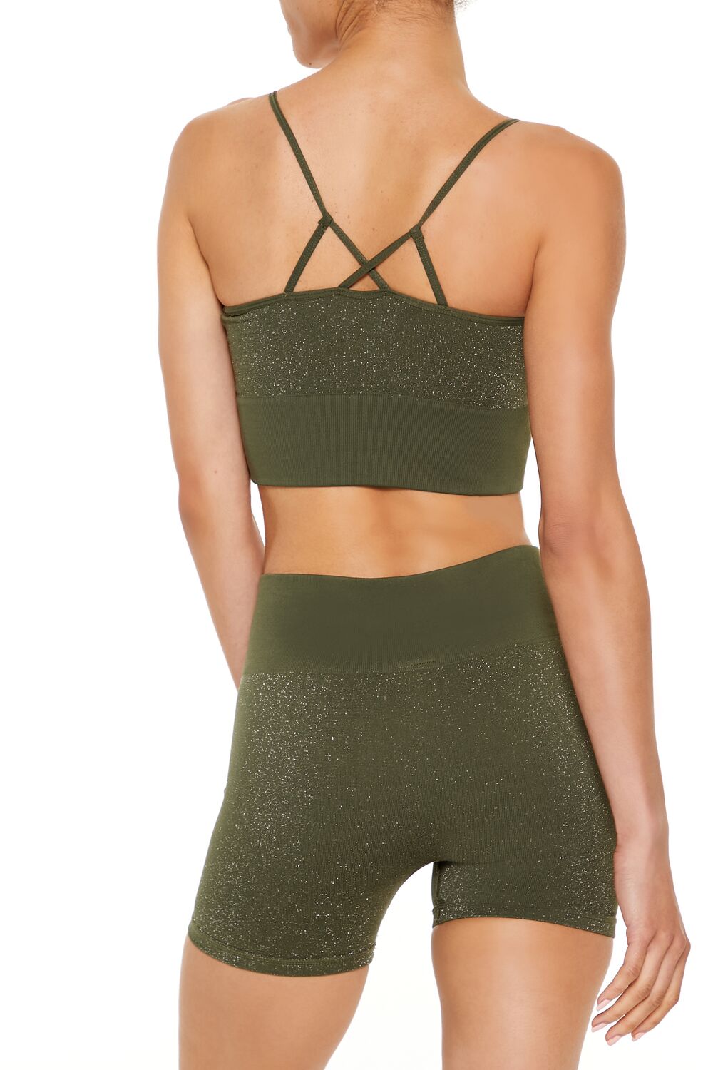  Forever 21 Active Seamless Glitter Sports Bra - olive - Bonton