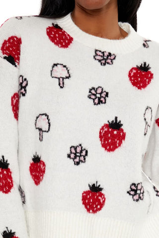 Strawberry & Mushroom Print Sweater