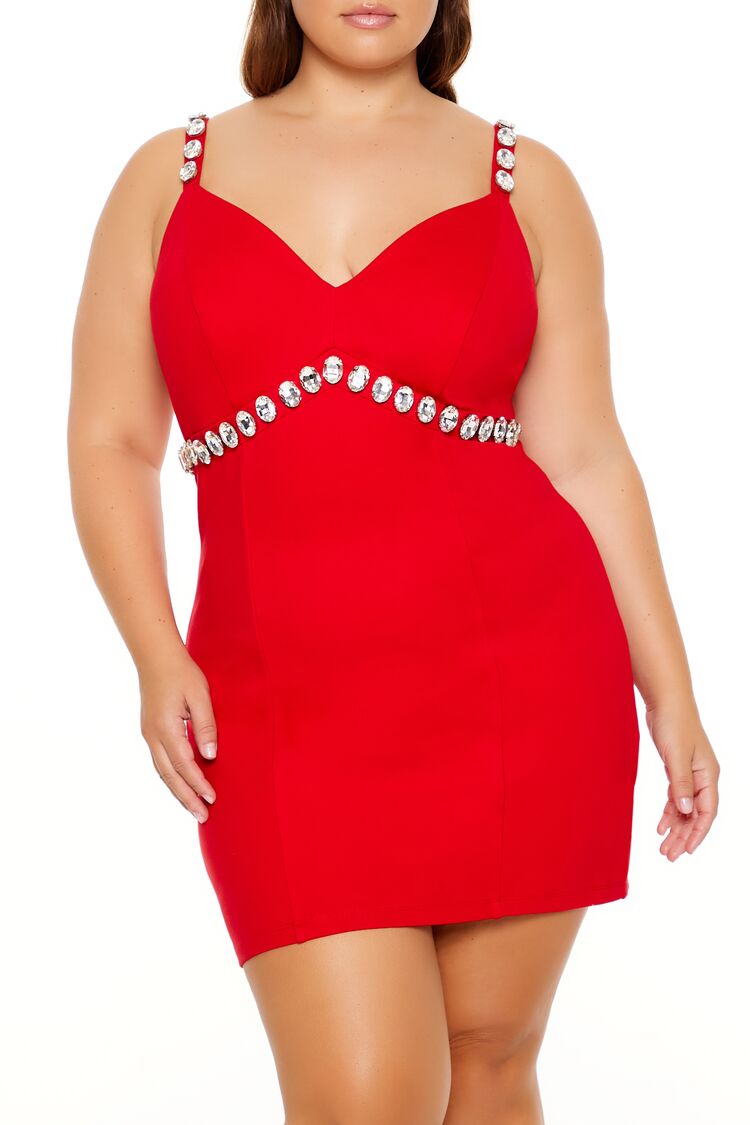  Forever 21 Plus Size Faux Gem Mini Dress - black - Bonton