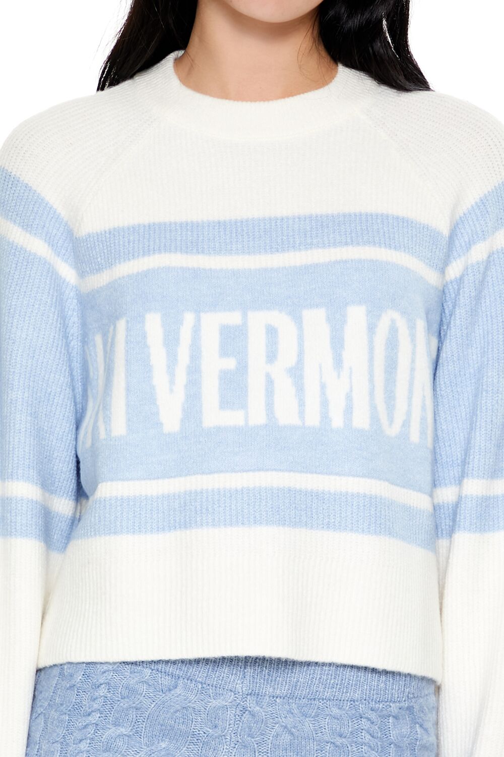  Forever 21 Ski Vermont Colorblock Sweater - white blue - Bonton