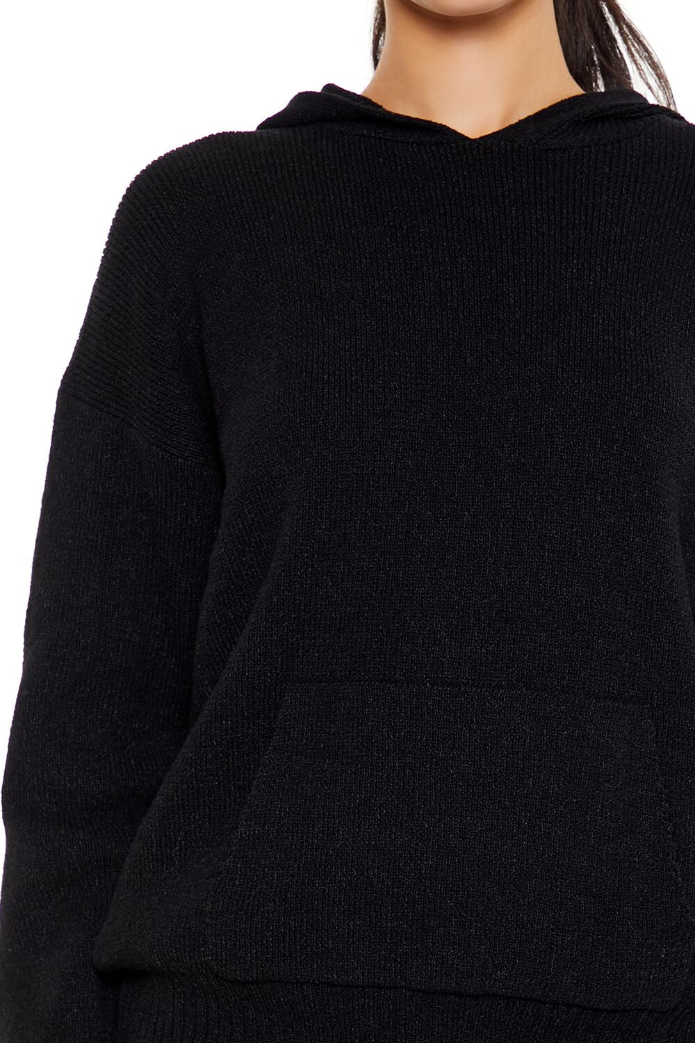  Forever 21 Hooded Drop-Sleeve Sweater - black - Bonton