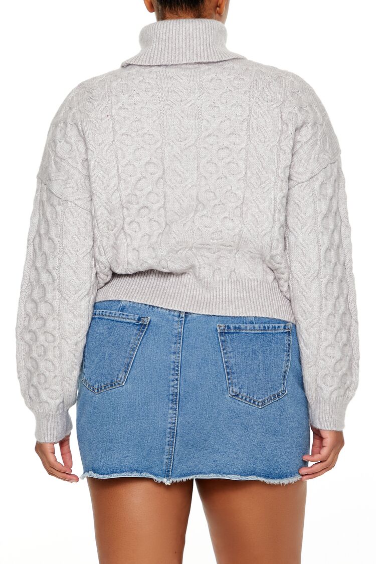 Forever 21 Plus Size Cable Knit Turtleneck Sweater - light grey - Bonton