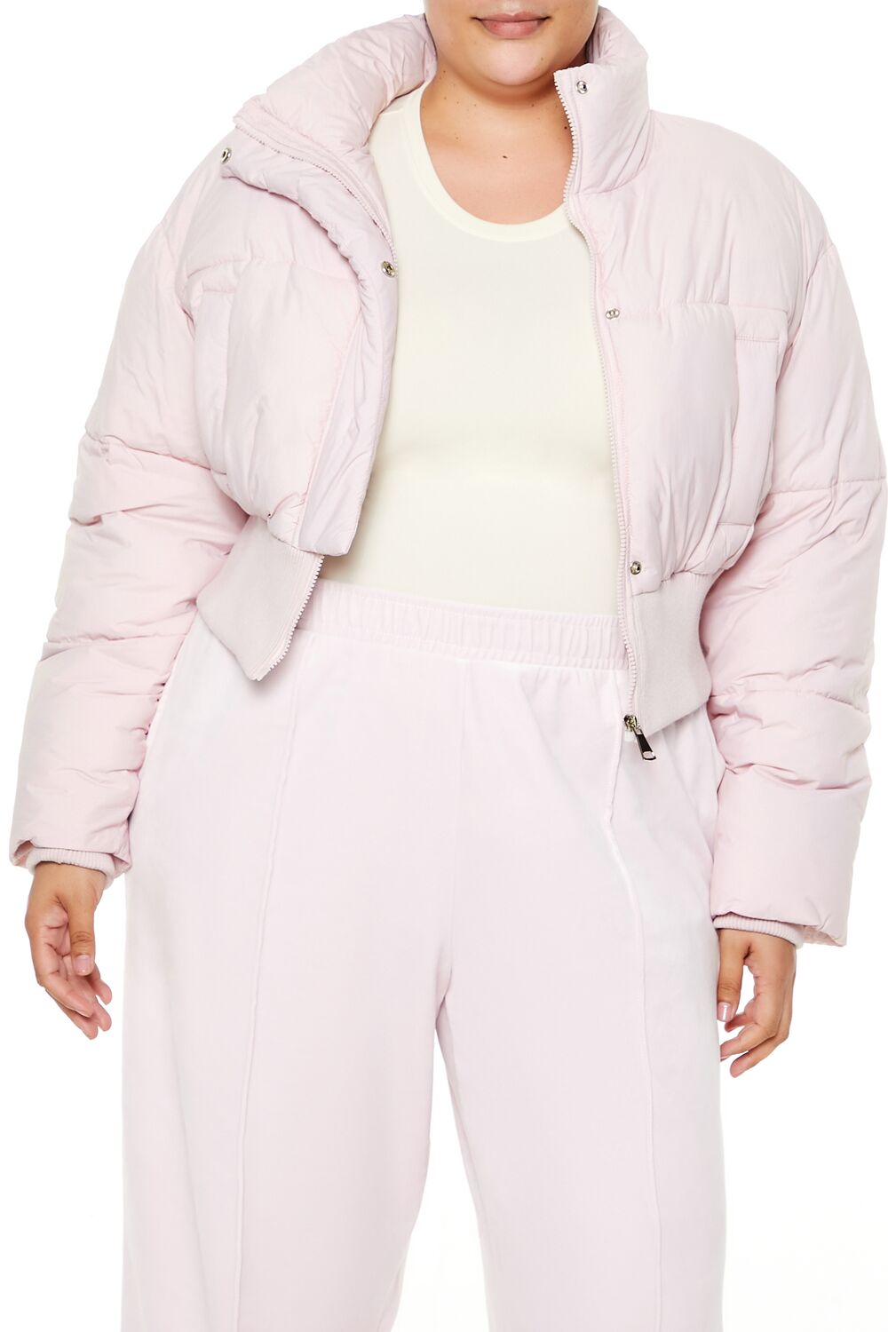  Forever 21 Plus Size Cropped Puffer Jacket - blossom - Bonton