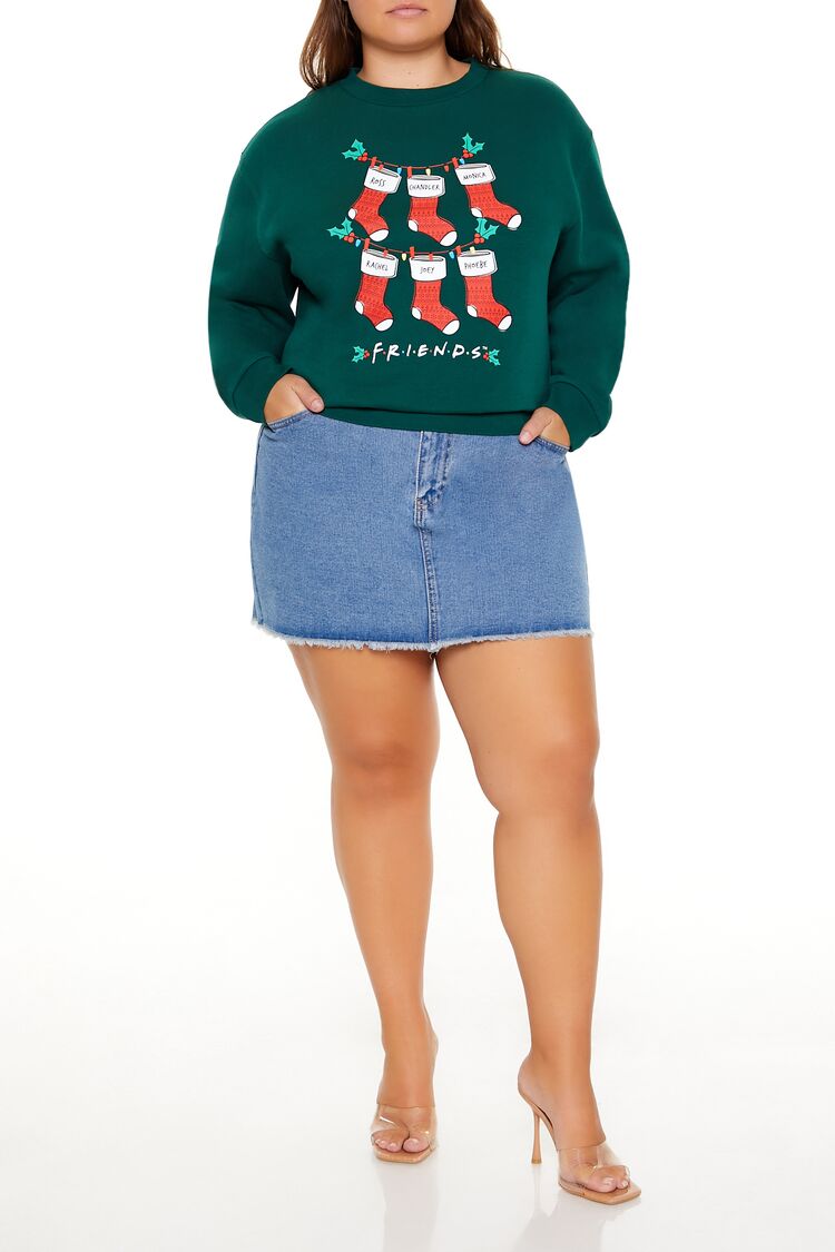  Forever 21 Plus Size Friends Christmas Stockings Pullover - green multi - Bonton