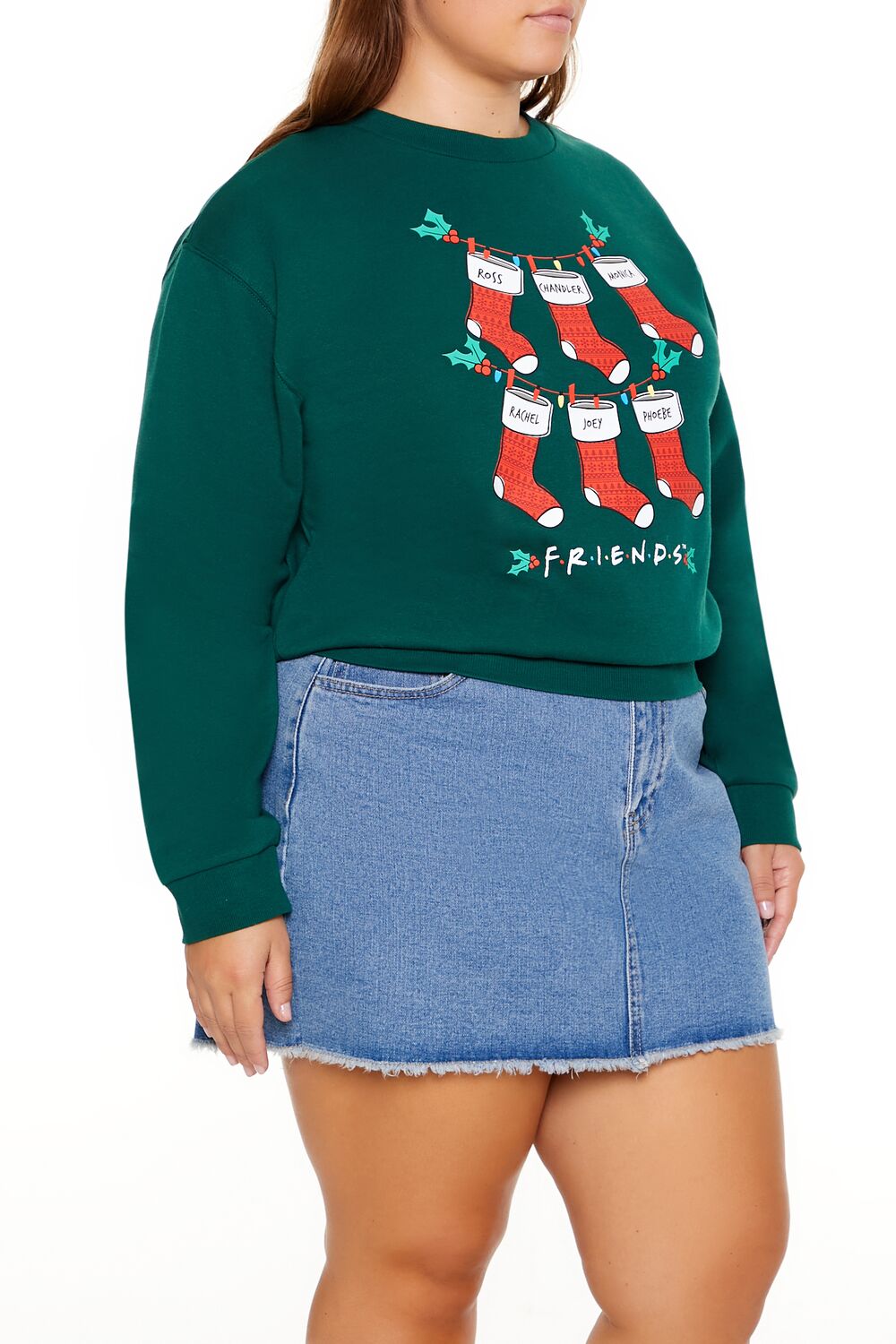 Forever 21 Plus Size Friends Christmas Stockings Pullover - green multi - Bonton