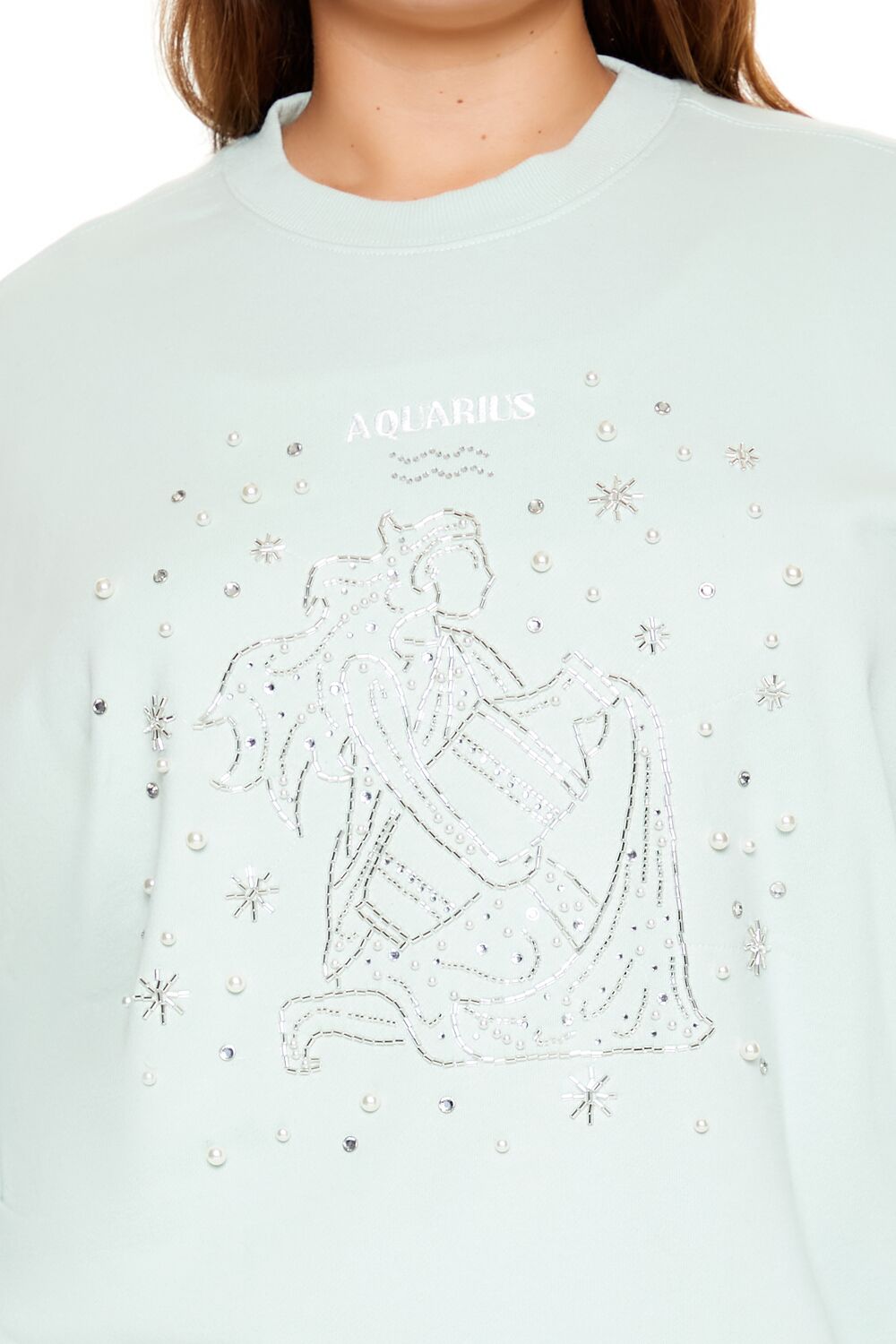  Forever 21 Plus Size Beaded Aquarius Pullover - seafoam multi - Bonton
