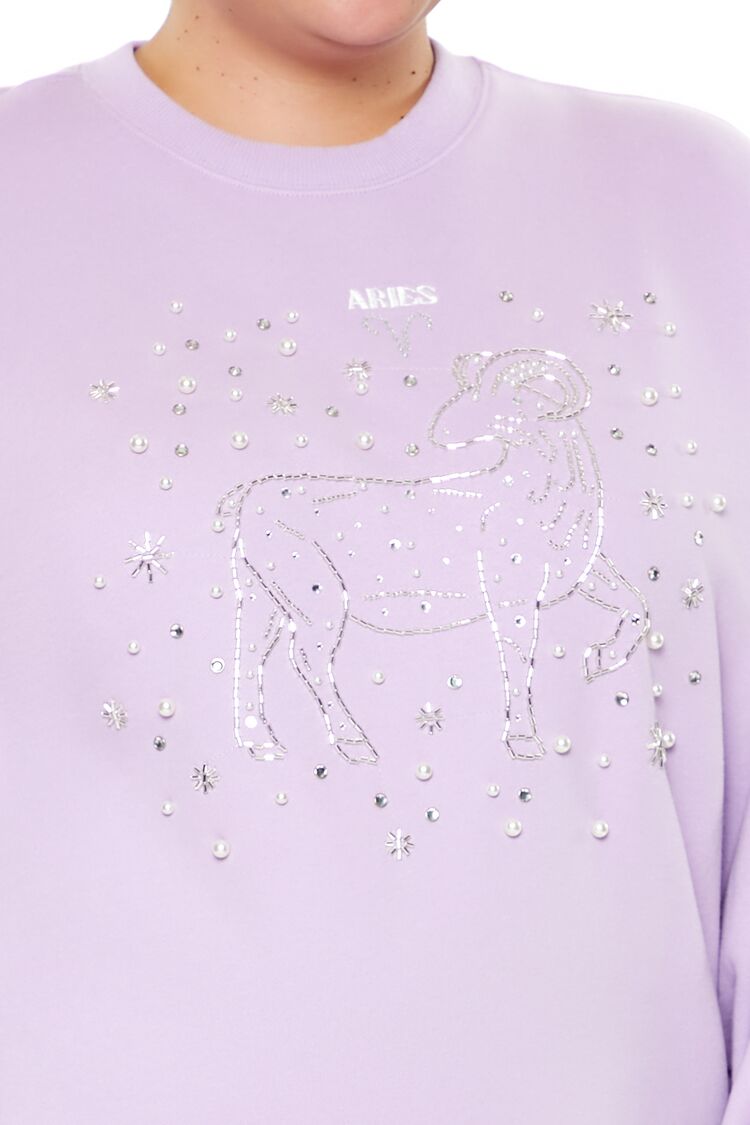  Forever 21 Plus Size Beaded Aries Pullover - lavender multi - Bonton