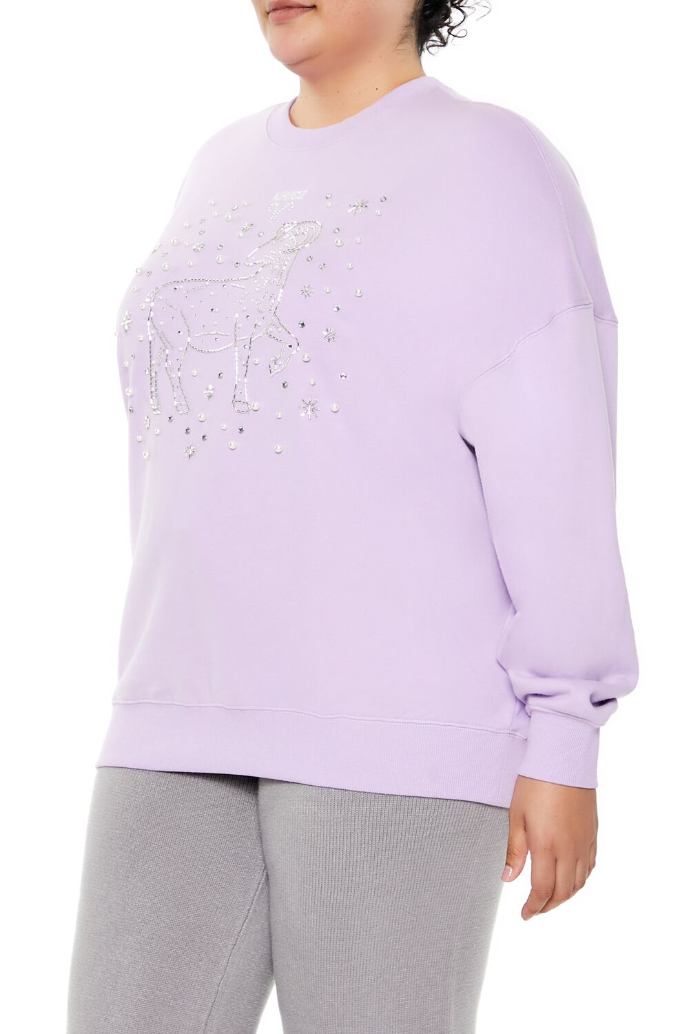  Forever 21 Plus Size Beaded Aries Pullover - lavender multi - Bonton