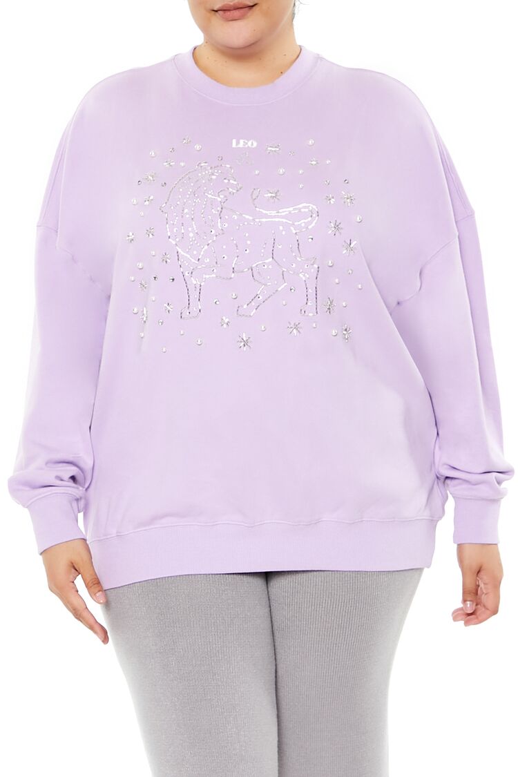  Forever 21 Plus Size Beaded Leo Pullover - lavender multi - Bonton