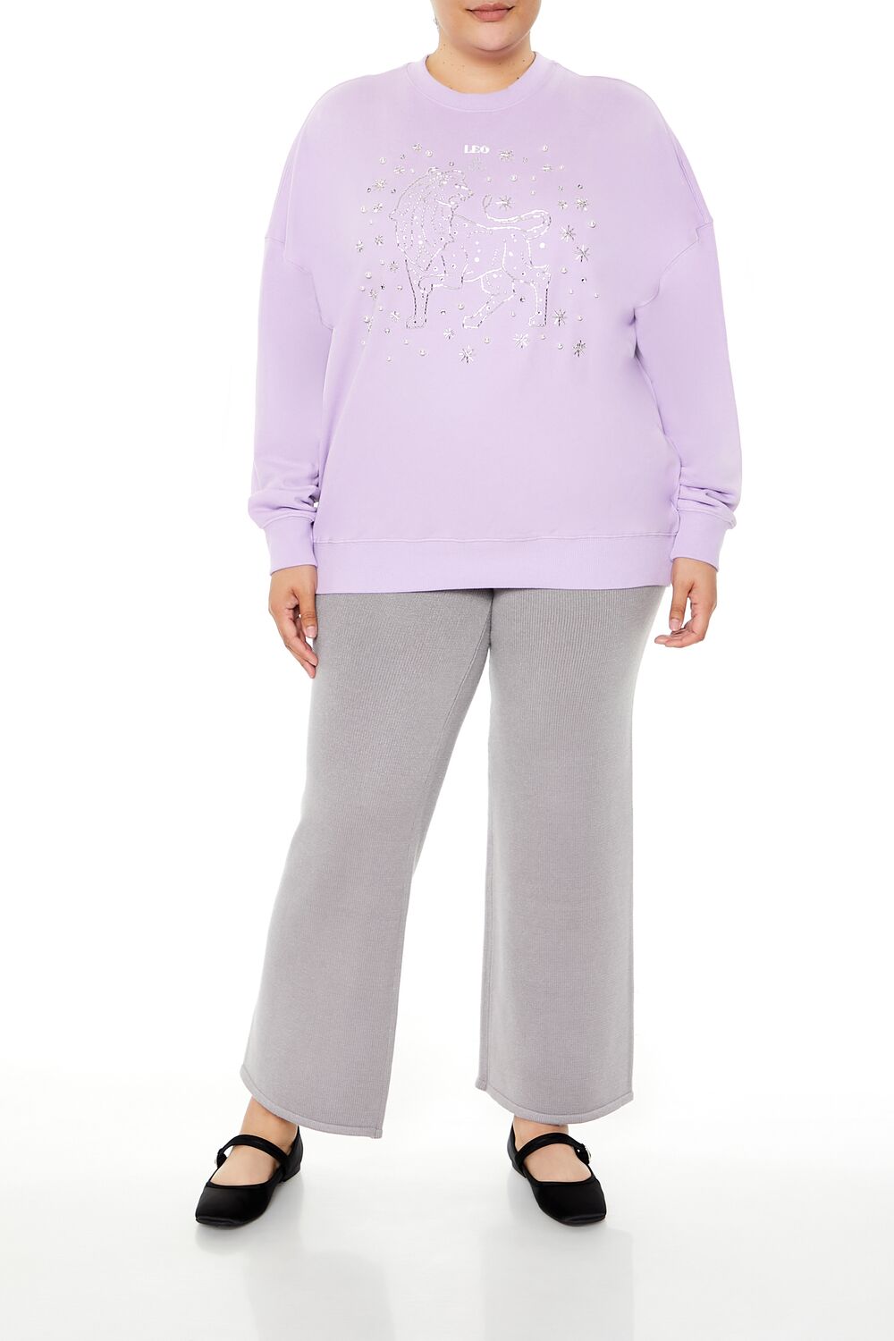  Forever 21 Plus Size Beaded Leo Pullover - lavender multi - Bonton