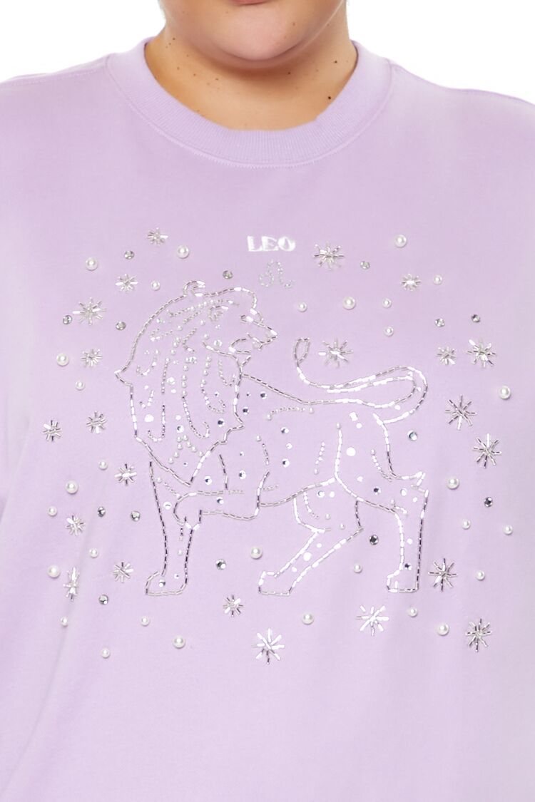  Forever 21 Plus Size Beaded Leo Pullover - lavender multi - Bonton