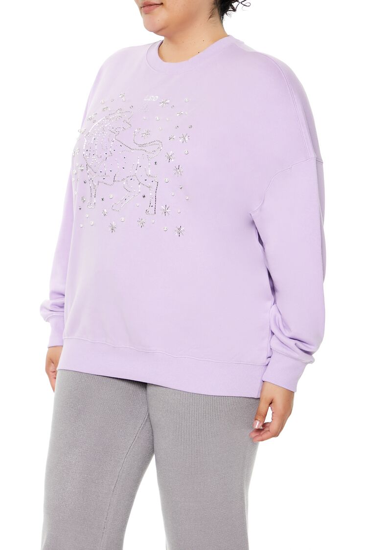  Forever 21 Plus Size Beaded Leo Pullover - lavender multi - Bonton