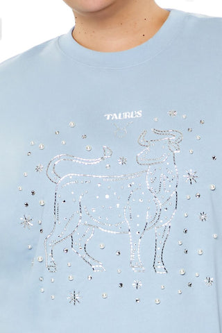 Plus Size Beaded Taurus Pullover
